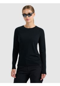 4f - 4F Longsleeve trekkingowy szybkoschnący z wełną merino damski - czarny M. Kolor: czarny. Materiał: wełna. Długość rękawa: długi rękaw. Technologia: Primaloft. Sport: turystyka piesza, wspinaczka #1