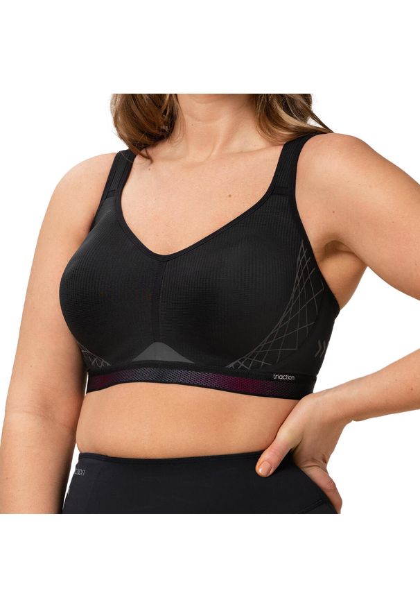 TRIACTION - Stanik do biegania Cardio Flow z wysoki poziomem podtrzymywania. Kolor: biały, wielokolorowy, czarny. Materiał: poliester, poliamid, elastan. Sport: bieganie