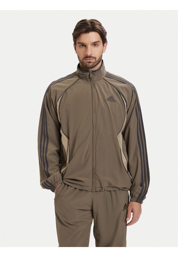 Adidas - adidas Bluza adicolor Teamgeist KD5860 Khaki Loose Fit. Kolor: brązowy. Materiał: syntetyk