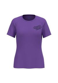 Koszulka damska Odlo ESSENTIAL PRINT T-shirt crew neck s/s. Kolor: fioletowy. Wzór: nadruk