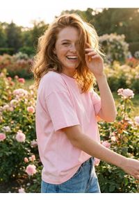 Sinsay - Bawełniana koszulka basic - różowy. Kolor: różowy. Materiał: bawełna #1