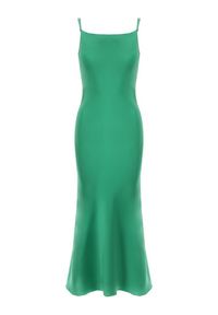 Born2be - Zielona Satynowa Sukienka Phinereia. Kolor: zielony. Materiał: satyna. Długość rękawa: na ramiączkach. Wzór: jednolity. Styl: klasyczny, elegancki. Długość: midi #5