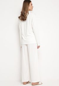 Born2be - Biały 2-częściowy Komplet z Koszulą i Szerokimi Spodniami Anscuro. Kolor: biały. Materiał: materiał #3