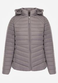 Born2be - Szara Klasyczna Kurtka Przejściowa z Pikowaniem i Odpinanym Kapturem Pretiella. Okazja: na spacer, na co dzień. Kolor: szary. Materiał: jeans, nylon. Styl: klasyczny #2
