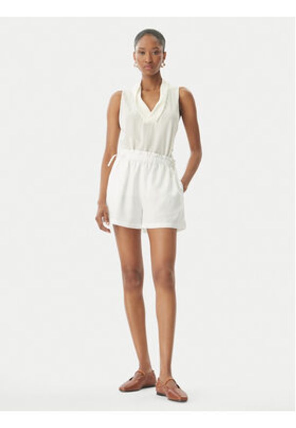 Seafolly Szorty materiałowe Beach Edit 55721-SH Biały Relaxed Fit. Kolor: biały. Materiał: bawełna