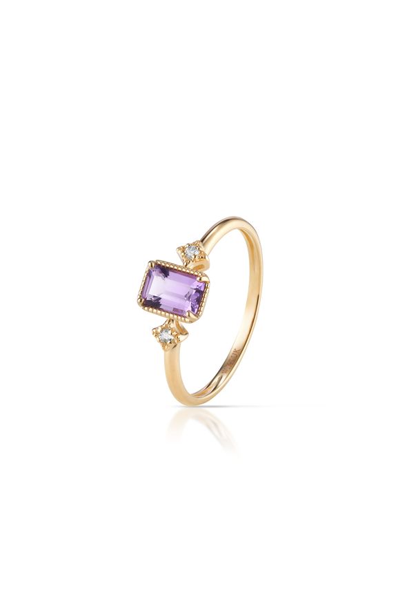W.KRUK - Pierścionek złoty Petit. Materiał: złote. Kolor: biały, wielokolorowy, złoty. Kamień szlachetny: topaz, ametyst
