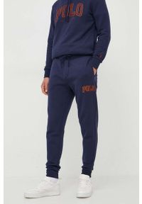Polo Ralph Lauren spodnie dresowe kolor granatowy z aplikacją. Kolor: niebieski. Materiał: dresówka. Wzór: aplikacja