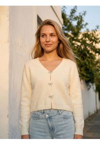 Sinsay - Sweter z kokardami - biały. Typ kołnierza: kokarda. Kolor: biały