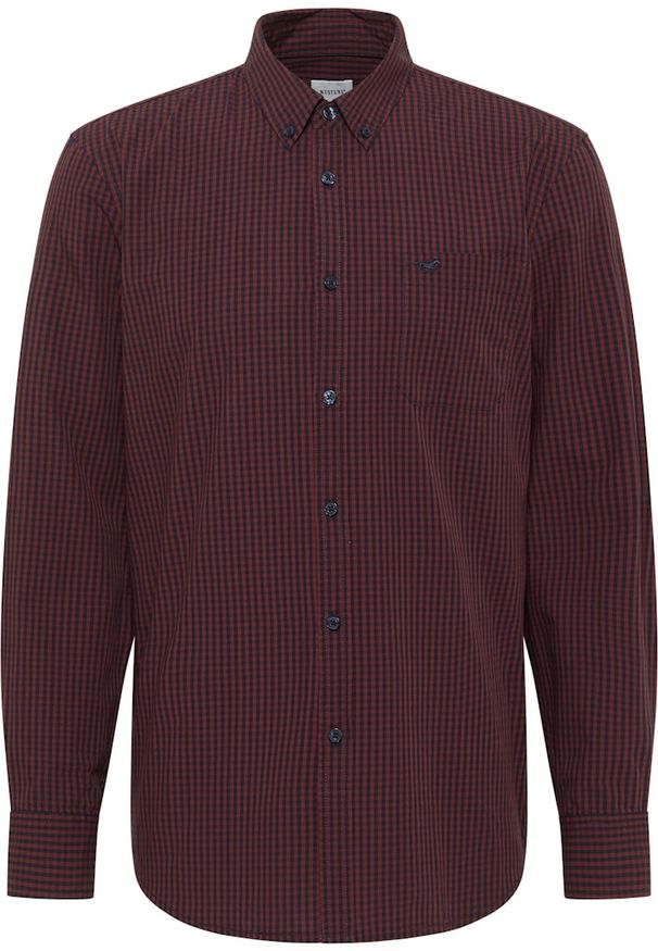 Męska Koszula Mustang Style Chester Brown Navy Gingham 1015905 12668. Okazja: na co dzień. Materiał: materiał, bawełna, jeans. Długość rękawa: długi rękaw. Długość: długie. Wzór: kratka. Styl: klasyczny, casual, elegancki