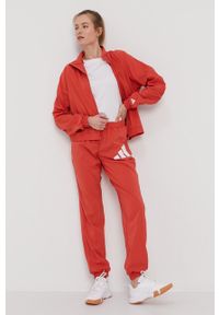 adidas Performance Spodnie damskie kolor czerwony. Kolor: czerwony. Materiał: materiał