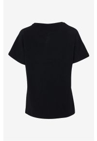 Soyaconcept - T-shirt Banu. Kolor: czarny. Materiał: jersey. Długość rękawa: krótki rękaw. Długość: krótkie. Wzór: nadruk