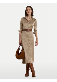Lauren Ralph Lauren - LAUREN RALPH LAUREN Sukienka koszulowa 200979803001 Beżowy Regular Fit. Kolor: beżowy. Materiał: syntetyk. Typ sukienki: koszulowe