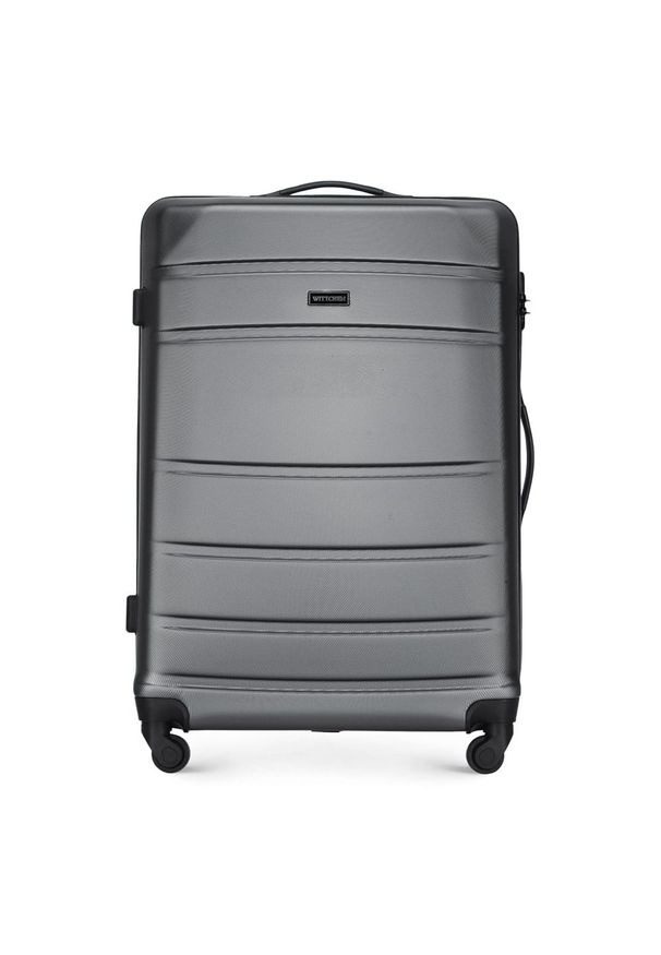 Wittchen - Duża walizka z ABS-u żłobiona szara. Kolor: szary. Materiał: guma. Styl: klasyczny