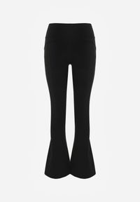Renee - Czarne Legginsy High Waist o Fasonie Flare Shylenne. Okazja: na co dzień. Stan: podwyższony. Kolor: czarny. Długość: krótkie. Styl: casual #2