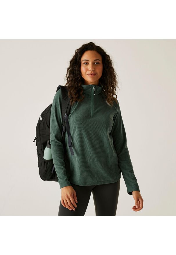Regatta - Damski lekki polar turystyczny Montes z zamkiem błyskawicznym do połowy. Kolor: zielony. Materiał: polar. Sport: turystyka piesza
