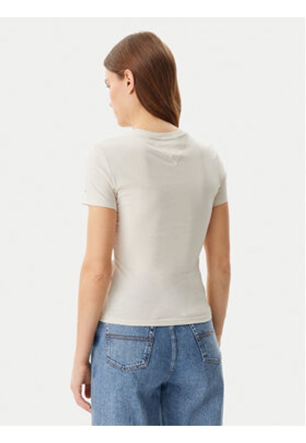 Tommy Jeans T-Shirt Essential DW0DW19447 Beżowy Slim Fit. Kolor: beżowy. Materiał: bawełna