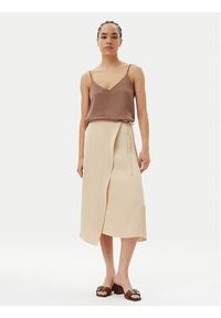 BOSS Spódnica midi Vamarni 50538116 Beżowy Regular Fit. Kolor: beżowy. Materiał: wiskoza #5