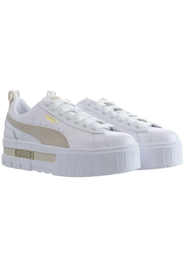 Buty do chodzenia damskie Puma Mayze Lth Classic. Zapięcie: sznurówki. Kolor: biały, wielokolorowy, beżowy. Materiał: skóra ekologiczna, materiał, skóra, syntetyk. Szerokość cholewki: normalna. Sport: turystyka piesza