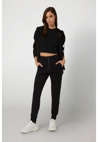 Guess - GUESS Czarne damskie dresowe spodnie Allie Scuba. Kolor: czarny. Materiał: dresówka #3