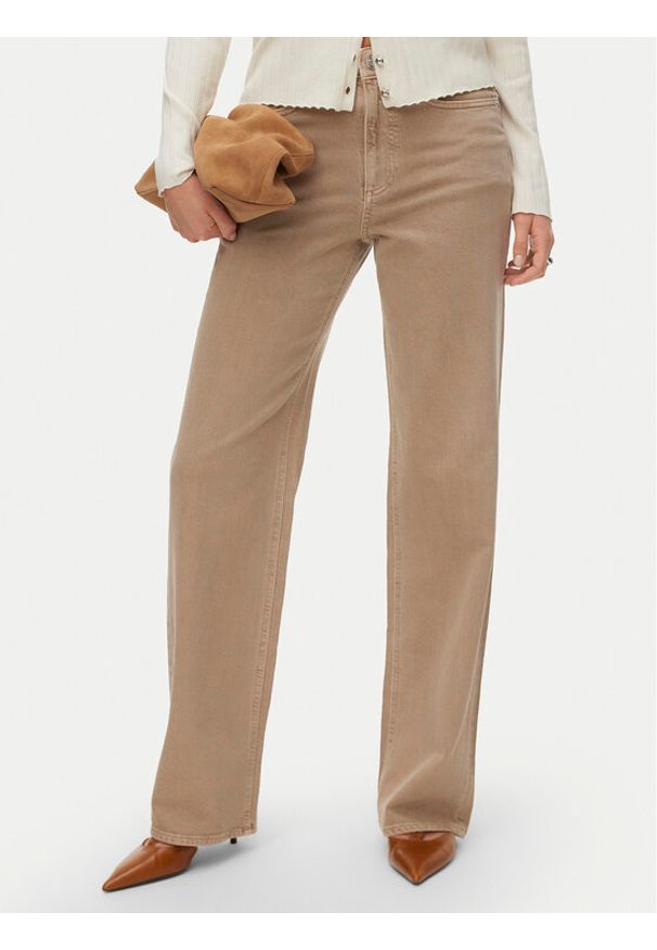 Vero Moda Jeansy Tessa 10288257 Beżowy Wide Leg. Kolor: beżowy