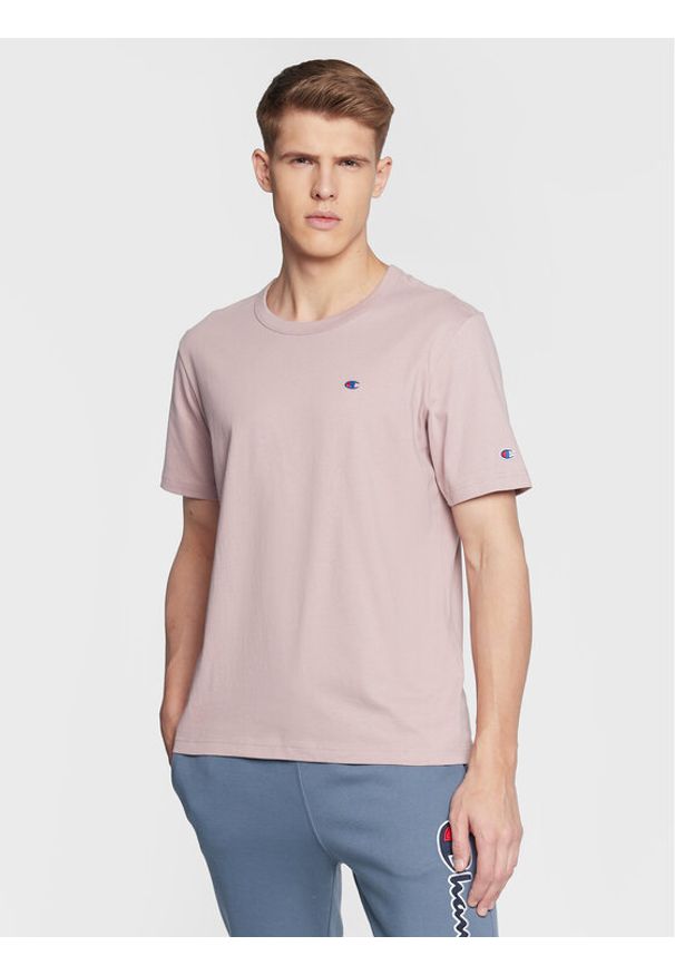 Champion T-Shirt Basic C Logo 216545 Różowy Custom Fit. Kolor: różowy. Materiał: bawełna