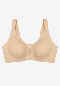 Born2be - Jasnobeżowy Biustonosz z Prążkowanego Materiału Ezimere. Kolor: beżowy. Materiał: materiał, prążkowany. Rodzaj stanika: wyciągane miseczki. Wzór: gładki #1