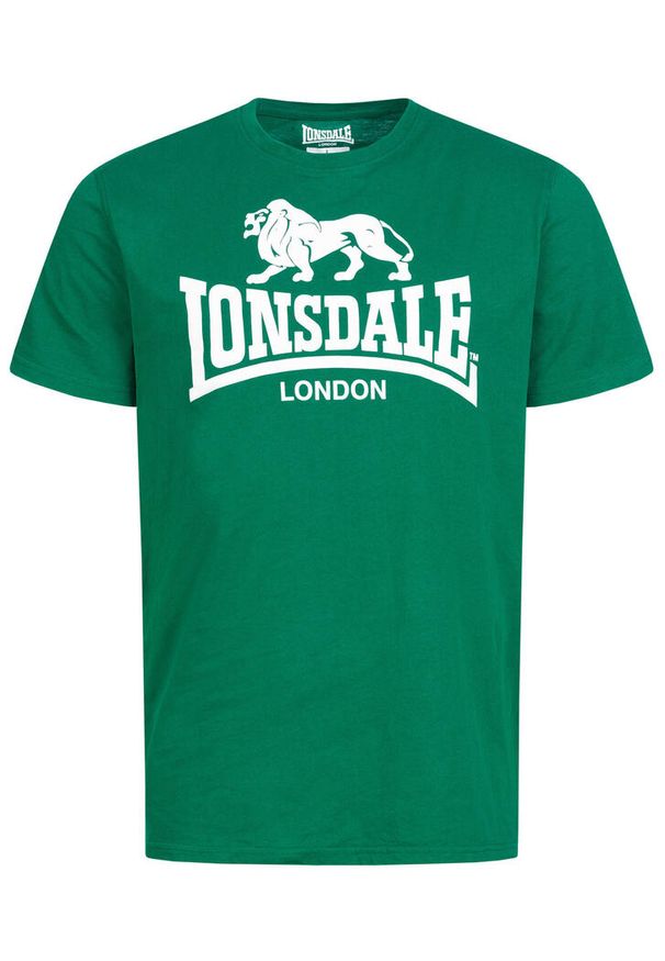 T-shirt o klasycznym kroju Lonsdale Logo. Kolor: zielony