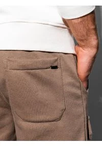 Ombre Clothing - Spodnie męskie dresowe joggery P904 - camel - L. Materiał: dresówka #2