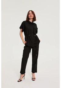 MOODO - Spodnie z wiskozy i lnu czarne. Kolor: czarny. Materiał: wiskoza, len #1
