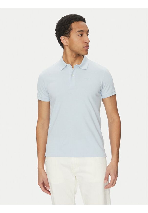 Geox Polo M5511B T3240 F4508 Błękitny Regular Fit. Typ kołnierza: polo. Kolor: niebieski. Materiał: bawełna