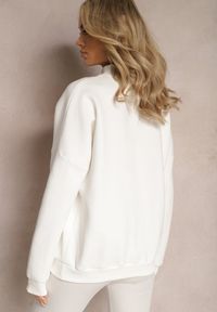 Renee - Biała Ocieplana Bluza Bawełniana z Półgolfem Heraia. Kolor: biały. Materiał: bawełna #5