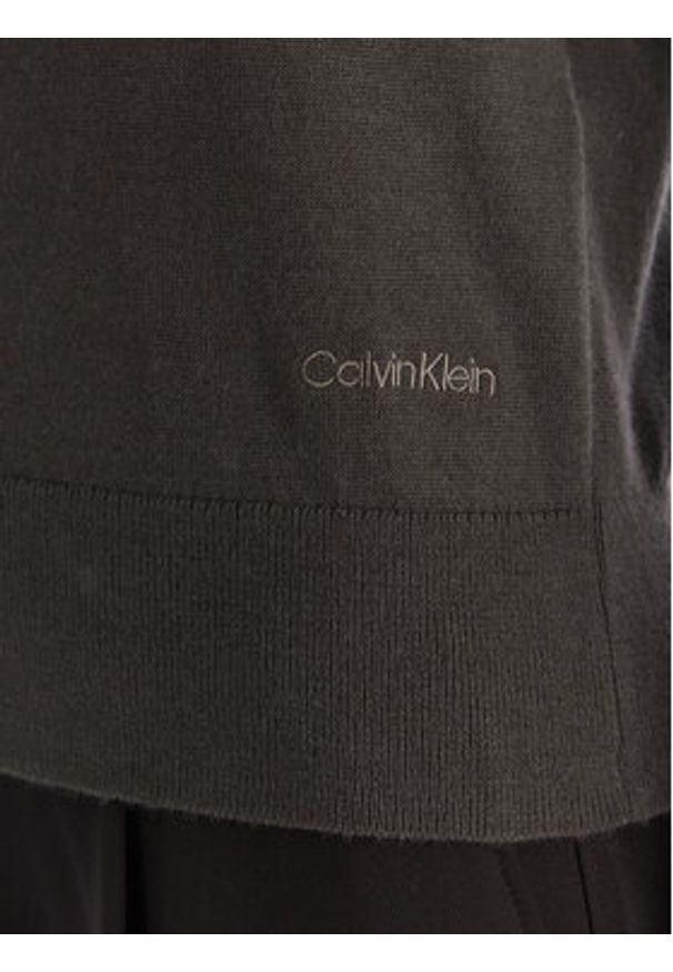Calvin Klein Sweter LV044D370G Szary Regular Fit. Kolor: szary. Materiał: syntetyk