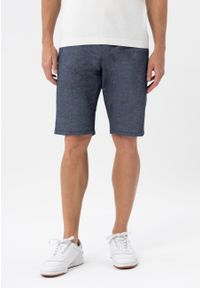 Volcano - Lekkie krótkie spodenki P-TONET. Kolor: niebieski. Materiał: włókno, bawełna, skóra, materiał. Długość: krótkie. Wzór: jednolity, aplikacja, ze splotem #1