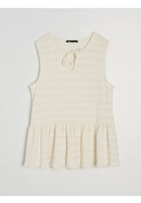 Sinsay - Strukturalna bluzka bez rękawów - kremowy. Kolor: kremowy. Długość rękawa: bez rękawów #1