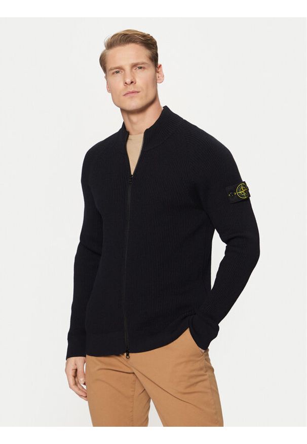 Stone Island Kardigan 8115519C2 Granatowy Regular Fit. Kolor: niebieski. Materiał: wełna