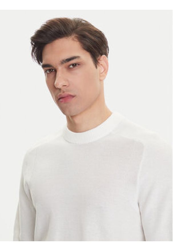 BOSS Sweter Kencel 50545678 Biały Regular Fit. Kolor: biały. Materiał: bawełna
