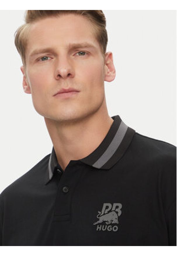 Hugo - HUGO Polo Dodac_RB 50542748 Czarny Regular Fit. Typ kołnierza: polo. Kolor: czarny. Materiał: bawełna