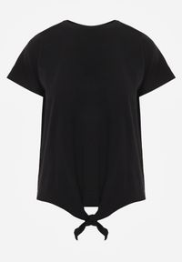 Renee - Czarny Bawełniany T-shirt Wiązany u Dołu Sunalina. Okazja: na co dzień. Kolor: czarny. Materiał: bawełna. Styl: casual #6
