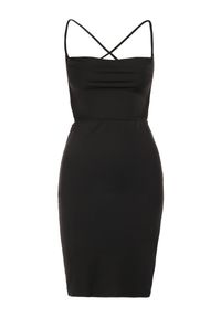 Born2be - Czarna Sukienka Sagethis. Kolor: czarny. Materiał: wiskoza. Długość rękawa: na ramiączkach. Wzór: jednolity, gładki. Typ sukienki: dopasowane. Długość: mini #5