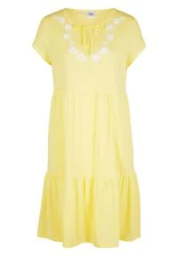 Sukienka tunikowa z dżerseju, krótki rękaw bonprix jasna limonka. Kolor: żółty. Materiał: jersey. Długość rękawa: krótki rękaw #1