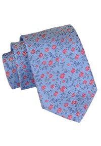 Męski Krawat Angelo di Monti - Drobne Kwiatki, Niebieski. Kolor: niebieski. Materiał: tkanina. Wzór: kwiaty. Styl: wizytowy, elegancki