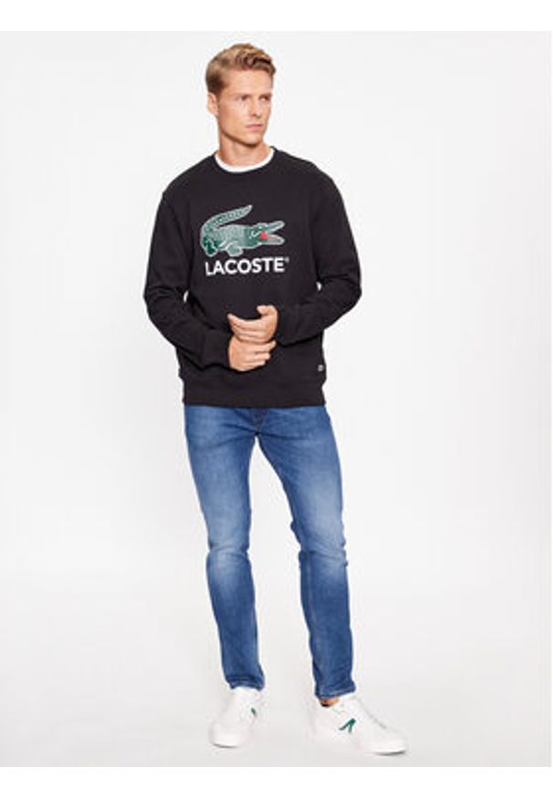Lacoste Bluza SH1281 Czarny Classic Fit. Kolor: czarny. Materiał: bawełna