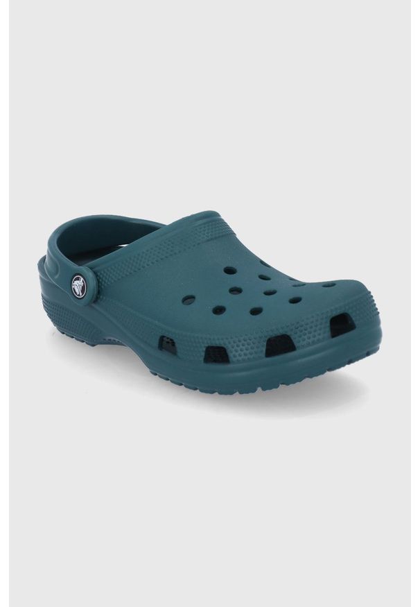 Crocs - Klapki. Nosek buta: okrągły. Kolor: zielony. Materiał: guma