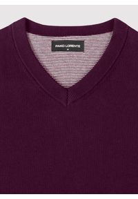 Pako Lorente - PAKO LORENTE – Fioletowy bawełniany sweter v-neck. Okazja: na co dzień. Kolor: fioletowy, czarny. Materiał: bawełna. Sezon: jesień. Styl: casual #6