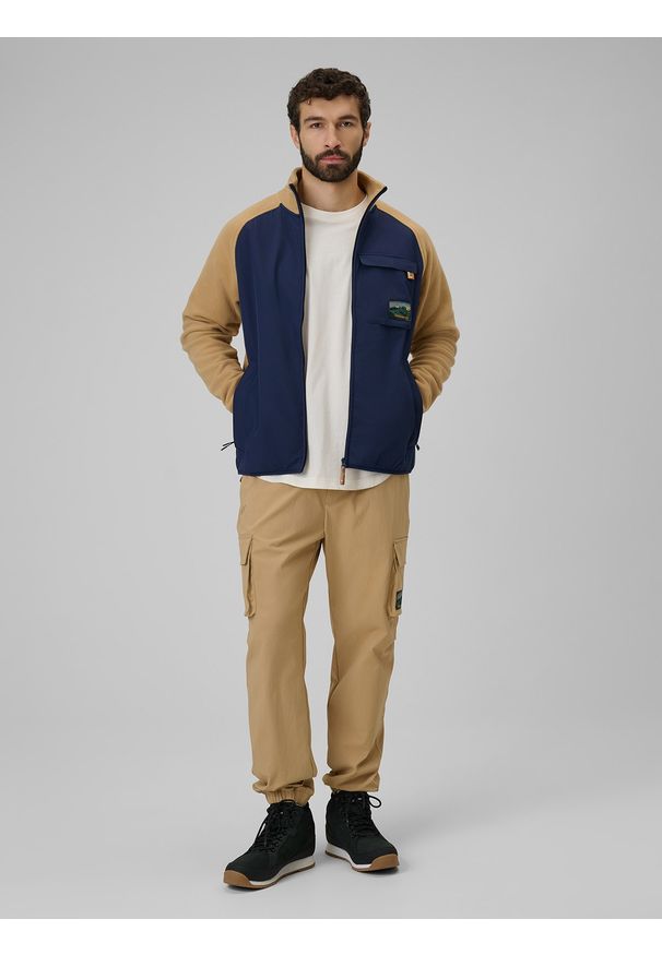 4f - 4F Polar regular ze stójką męski - beżowy XL. Typ kołnierza: kołnierzyk stójkowy. Kolor: beżowy. Materiał: polar