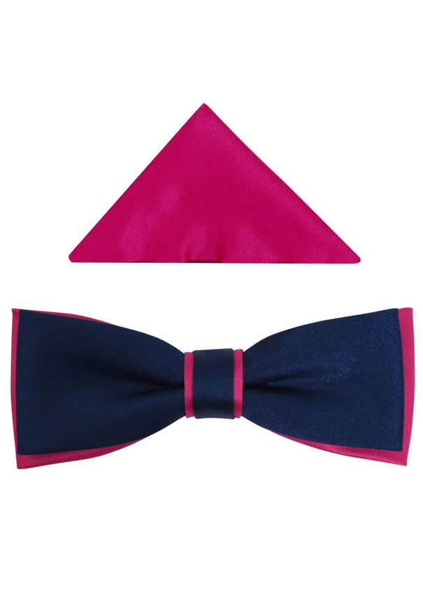 Modini - Granatowo-amarantowa mucha slim B32. Kolor: różowy, wielokolorowy, niebieski. Materiał: poliester, tkanina. Styl: elegancki