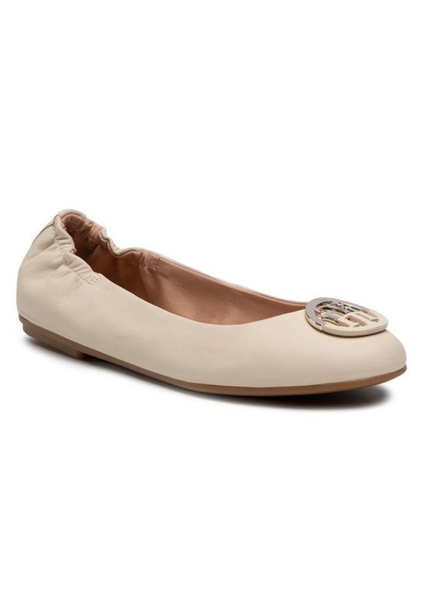 TOMMY HILFIGER - Tommy Hilfiger Baleriny Th Basic Leather Ballerina FW0FW05727 Beżowy. Kolor: beżowy