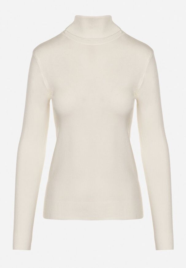 Born2be - Jasnobeżowy Klasyczny Golf z Bawełną Reilisea. Okazja: na co dzień. Typ kołnierza: golf. Kolor: beżowy. Materiał: bawełna. Styl: klasyczny