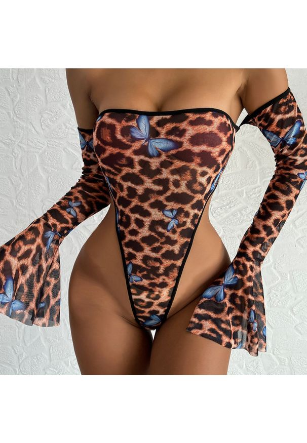 Intica - Body z długim rękawem na wieczorne wyjścia z elastycznego materiału Lelja. Materiał: materiał. Długość: długie