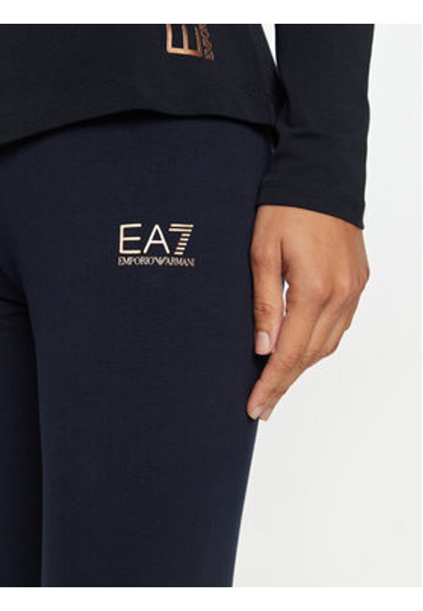 EA7 Emporio Armani Legginsy 8NTP63 TJ01Z 1562 Granatowy Slim Fit. Kolor: niebieski. Materiał: bawełna